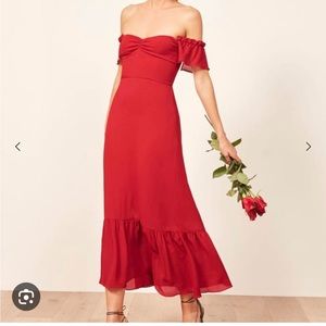 Reformation Butterfly Dress in red size 6